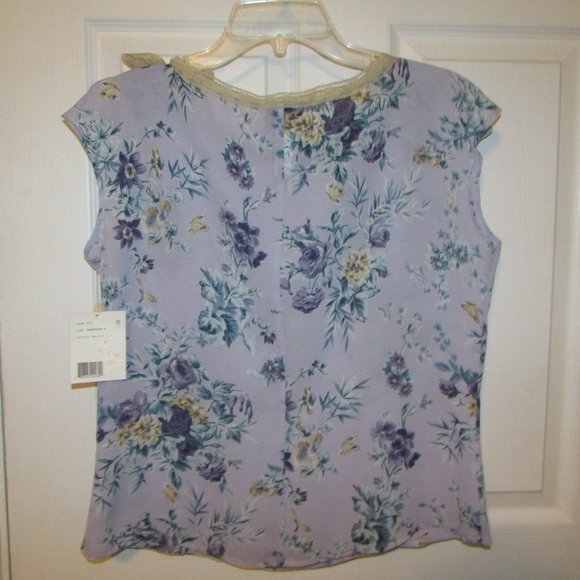 LIZ CLAIBORNE AXCESS Floral Lace Sleeveless Top Blouse - M - Picture 3 of 4
